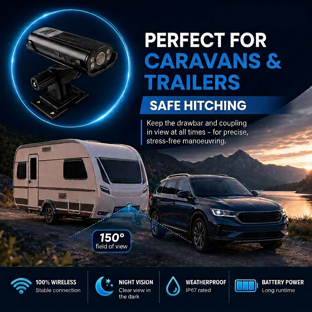 Wireless reversing camera used with a travel trailer