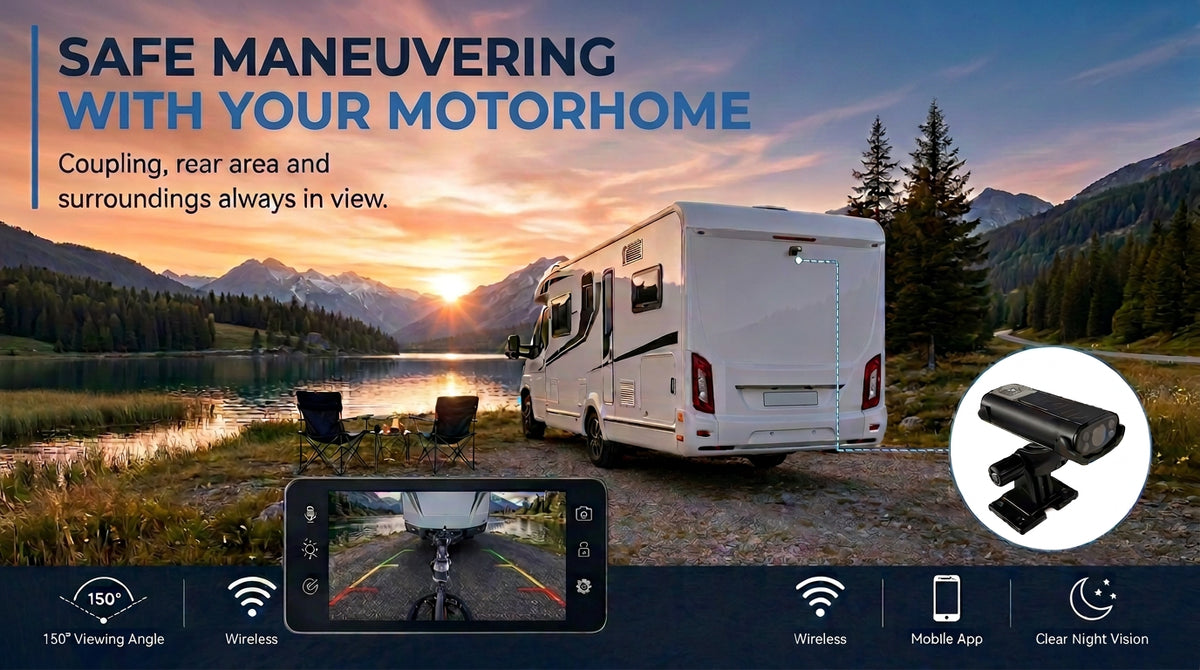 RV reversing safely with a wireless camera view
